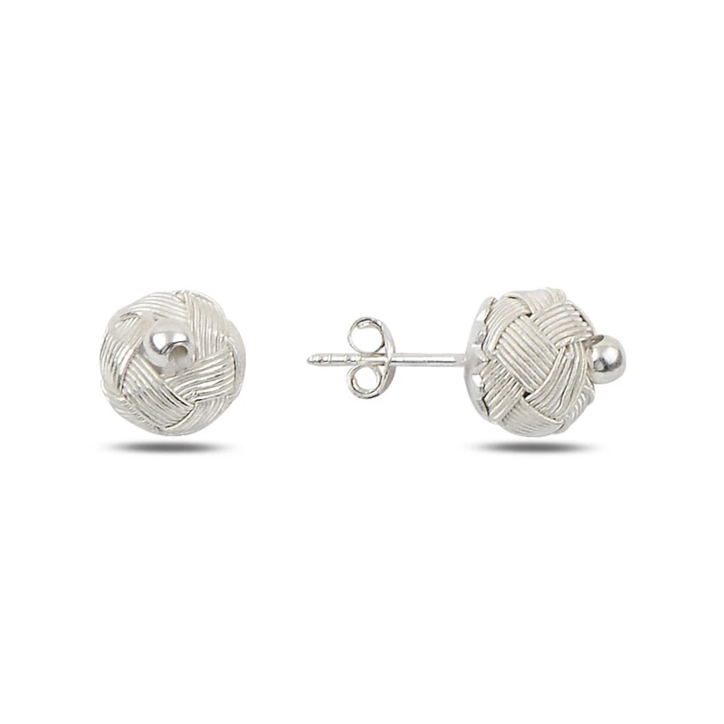 

Silver 925 Sterling Kazaziye Hand Knitting Ball Earrings