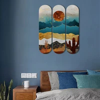 3pcs skate deck wall decor abstract mountain landscape skateboard art canadian maple decorative board for living room home decor