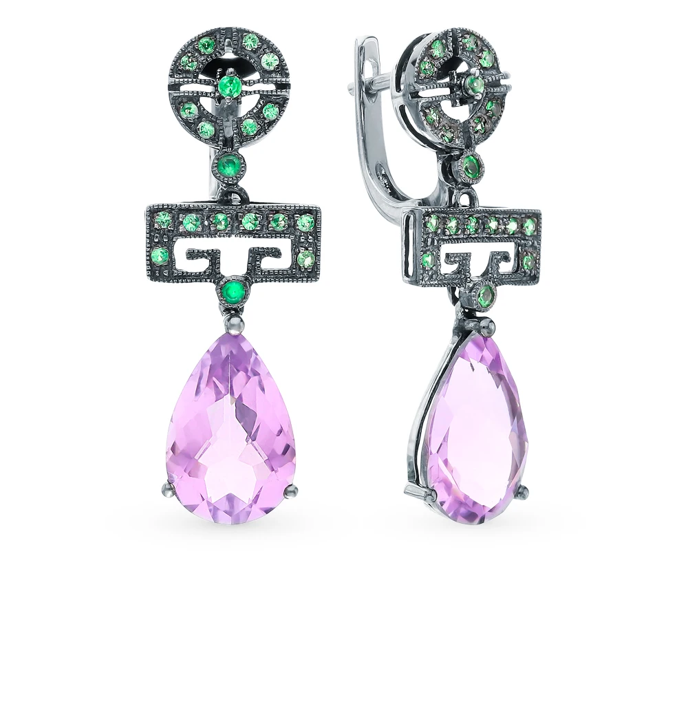 Золотые серьги с аметистом SUNLIGHT проба 585|Серьги| |