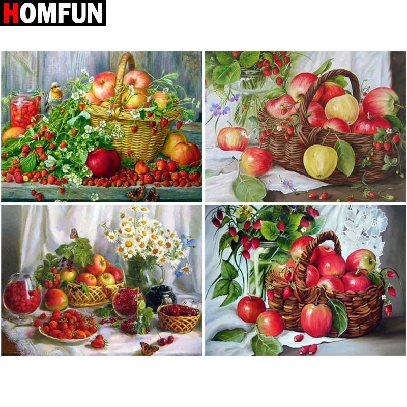 

Алмазная 5D картина HOMFUN «сделай сам», вышивка крестиком, «корзина с яблоками», домашний декор, полное Алмазная вышивка с инкрустацией