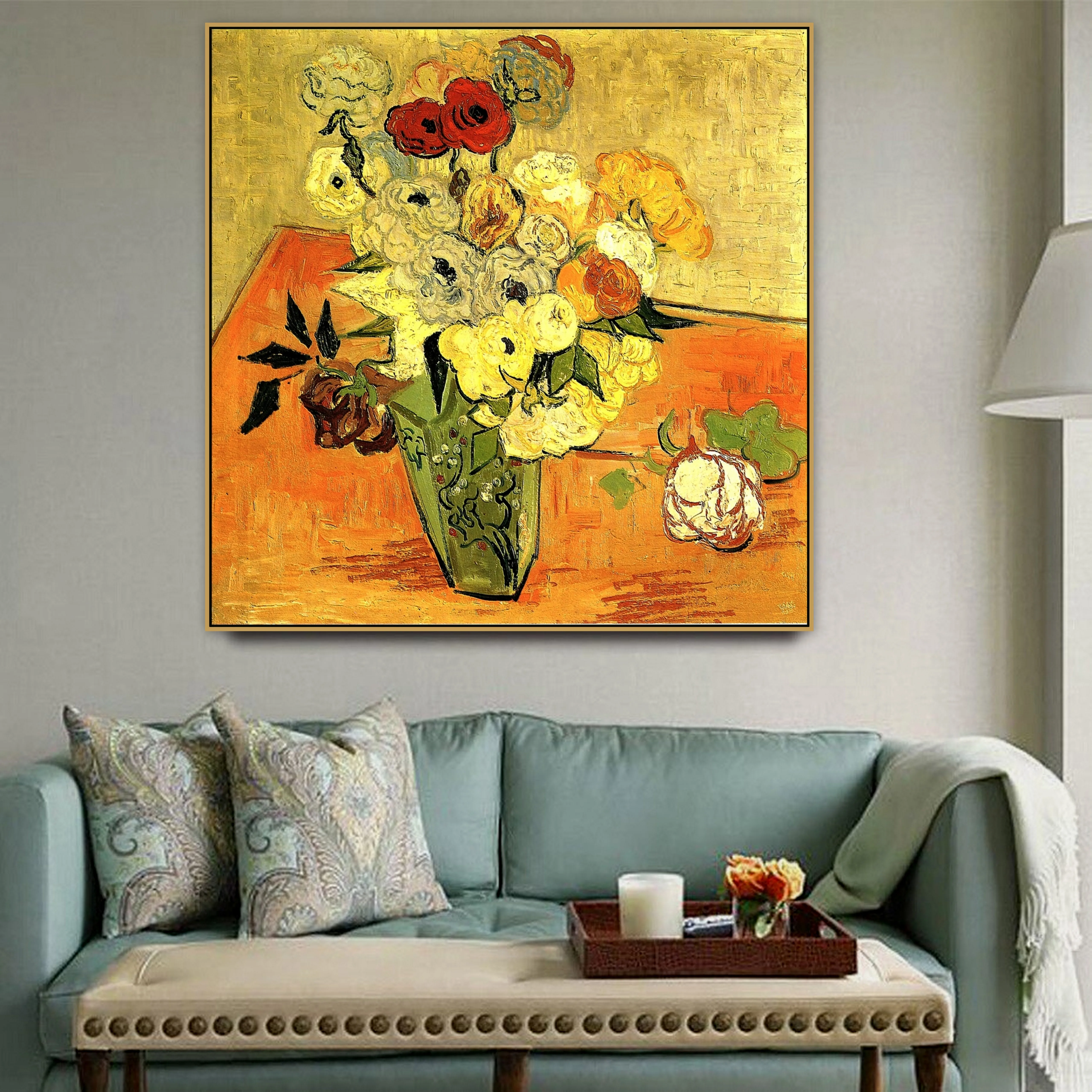 Винсент старый популярный мастер японский художник ваза с розой холст картина