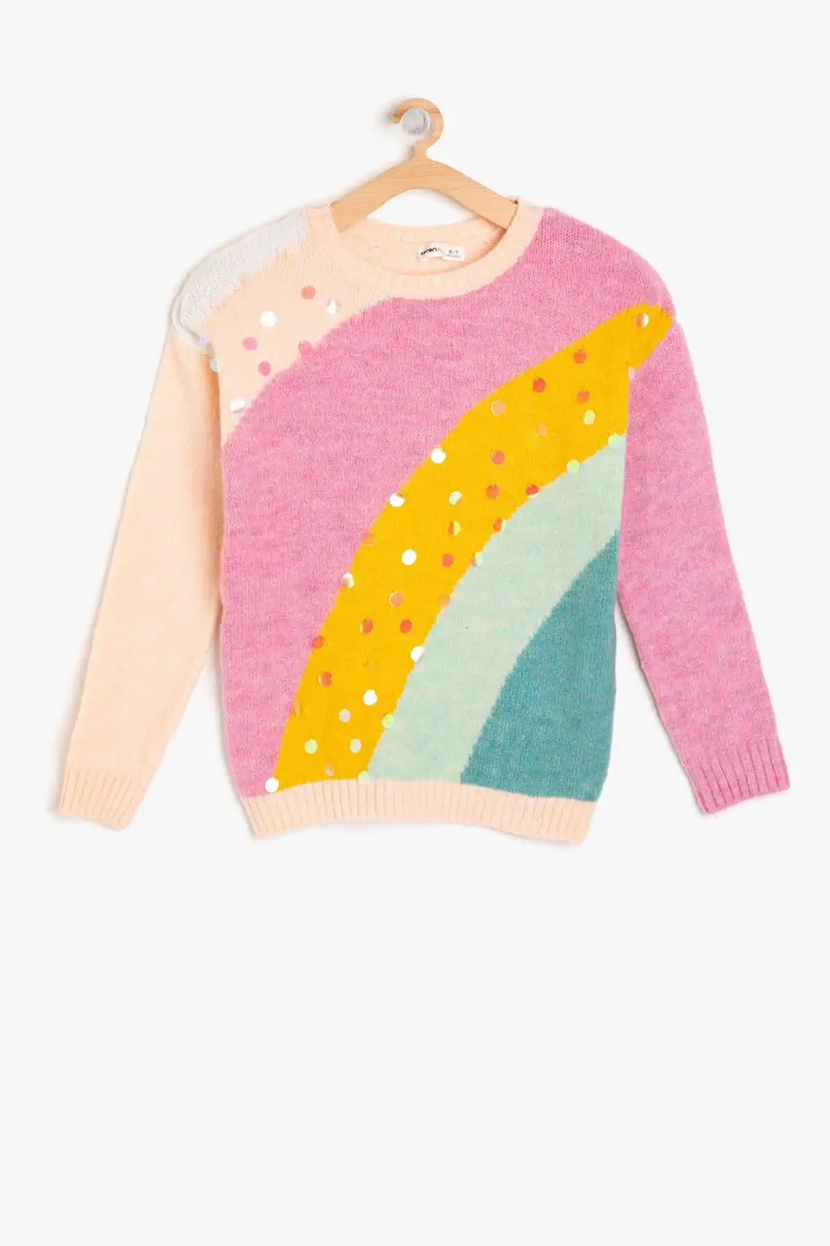 Детский розовый свитер в полоску для девочек Koton| |