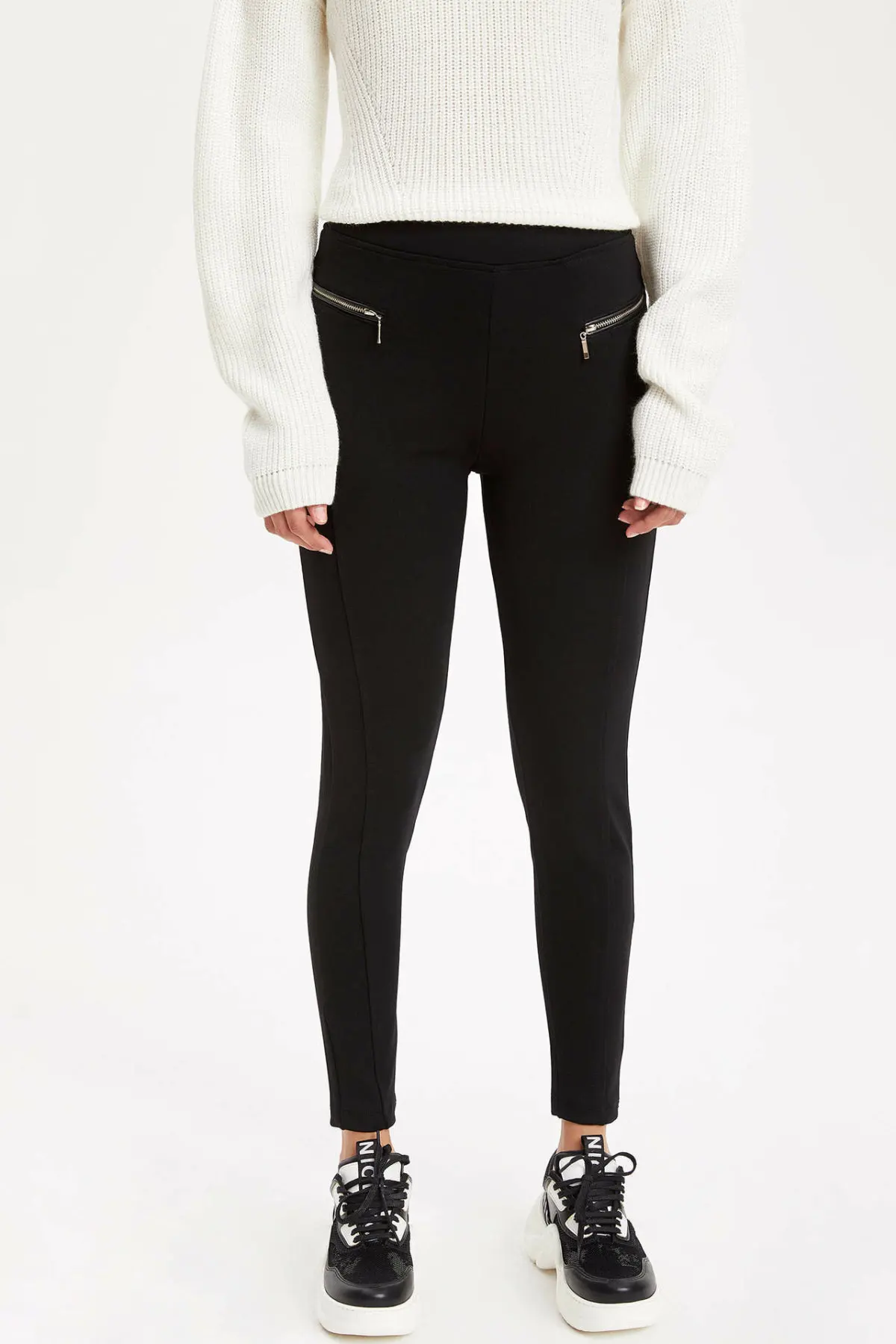 DeFacto Модные женские супероблегающие брюки повседневные Черные Спортивные