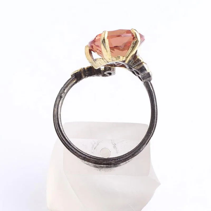 

Love Round Cut Sultanite Womens Gold Plated Silver Ring, Woman Silver Sultanite Handmade Ring, Colorchancing Sultanite