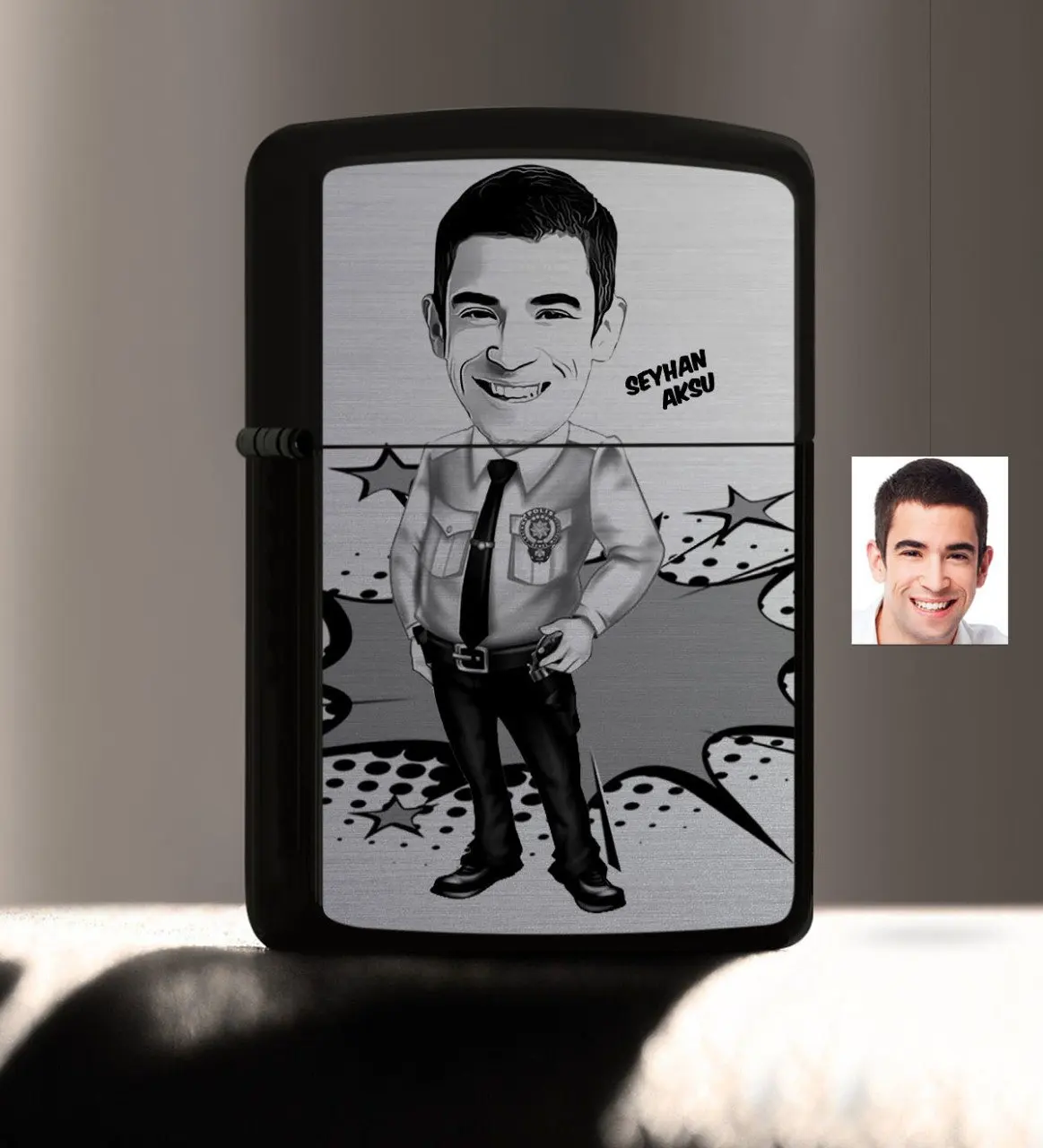 

Personalized Mr Polis Caricature Of Gasoline Black Metal Cigarette lighter-1