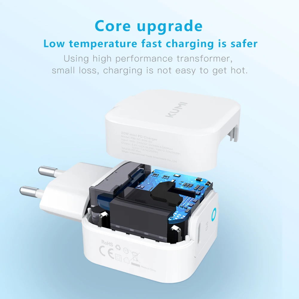 KUMI PD 20W Quick Charger USB Type-C 30W GaN with QC 3.0 Fast for iPhone 11 Huawei Xiaomi Laptop | Электроника