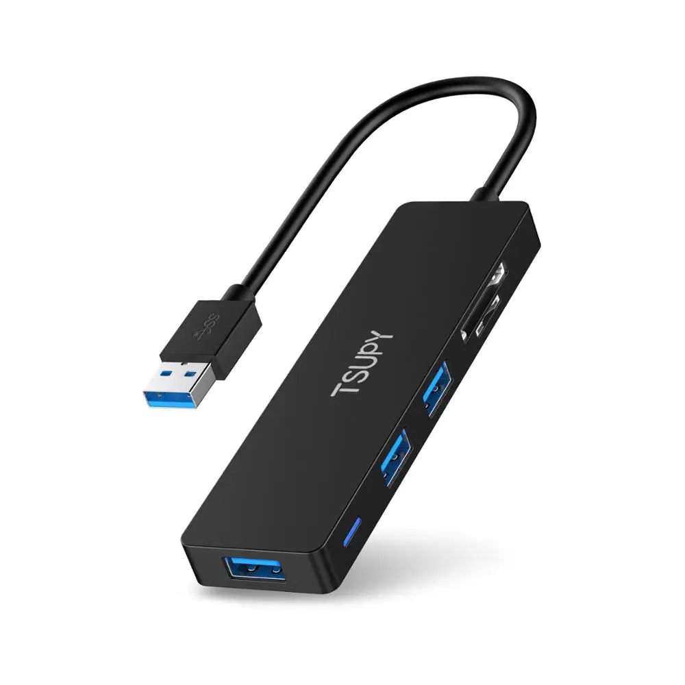 TSUPY тонкий размер usb-хаб USB 3,0-SD TF кард-ридер+ 3 USB 3,0 хаб для hp lenovo ASUS Macbook Air ПК ноутбук 1,2 м длинный кабель