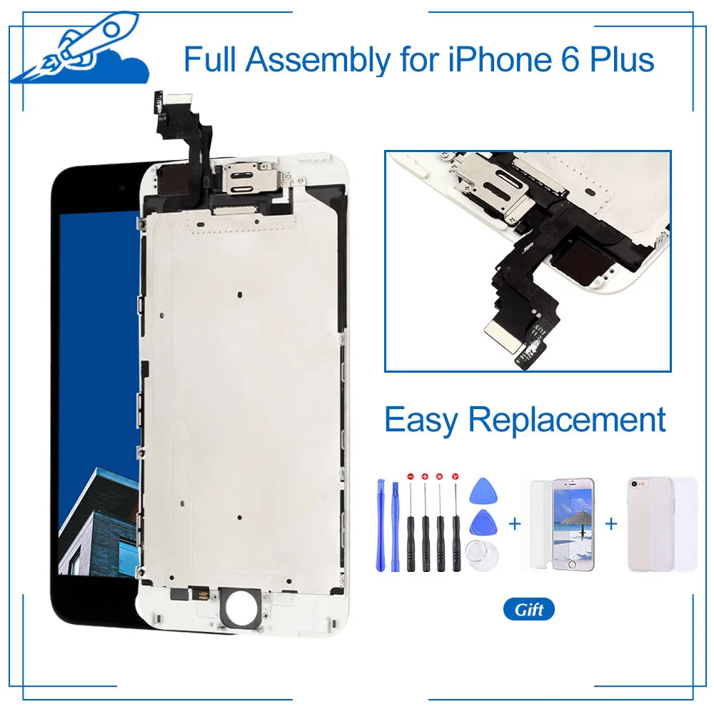 100% протестированный ЖК экран для iPhone 6 Plus дисплей сенсорный дигитайзер полная