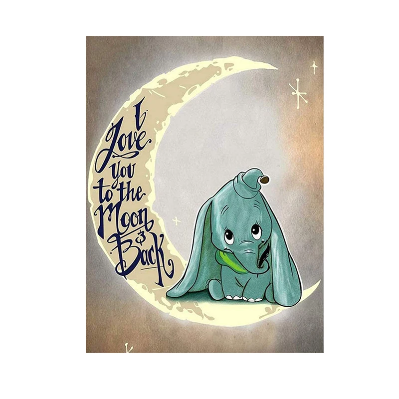 

Алмазная живопись Стразы 5D Little Painter, картина по номерам, Подарочный Кристалл, домашний декор для стен, слон, «Я люблю тебя до Луны и спины»