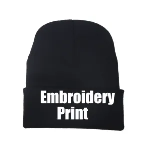 DIY зимняя Шапки с вышивкой и принтом Шапка Кепка с пользовательским логотипом уличная головные уборы однотонная шапка команда вязаная шапка
