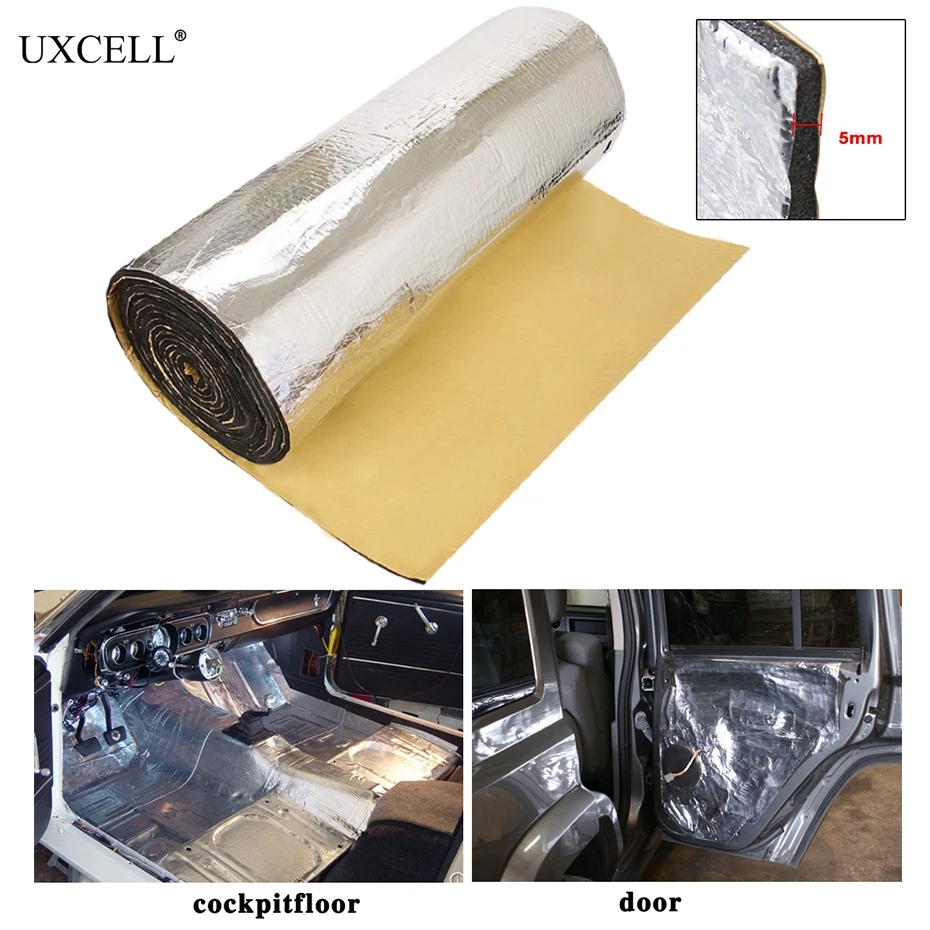Uxcell 197mil 5 мм 200/300/500 см* 100 см толстые автомобильные тепла шумоизоляция изоляционный мат лайнер тепло Шум изоляции deading коврик