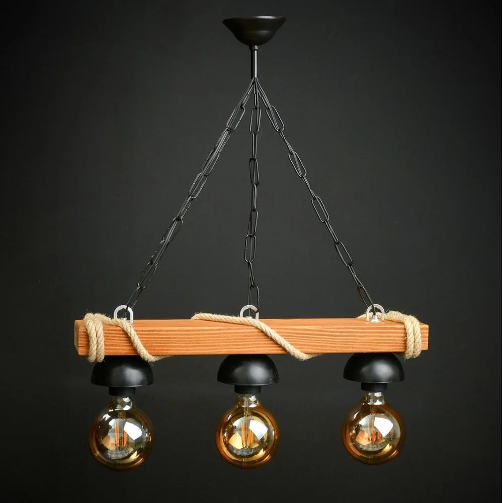

Wood Rope Rustic Chandelier lighting light stylish retro 3 2 1 Lampholder home office business