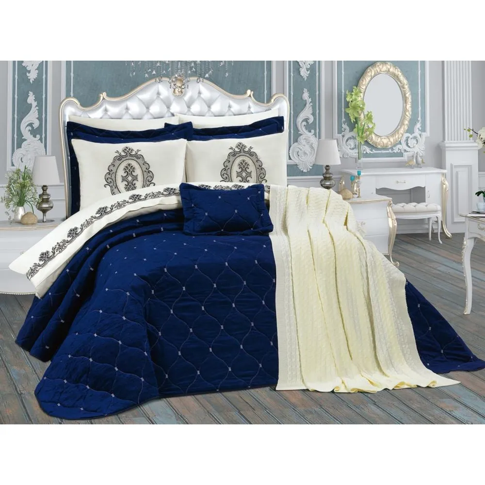 Ruby Velvet Double Bed Cover Queen California Velvet Patterned Bedspread Set Pique Double 100% Cotton Quilt Blanket Pi