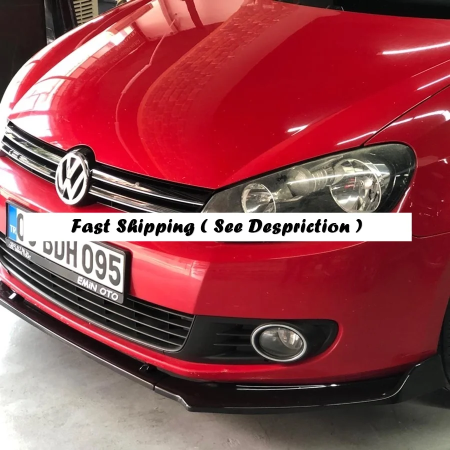 Накладка на передний бампер Volkswagen Golf 6 передняя губа 2009 2010 2011 2012 диффузор