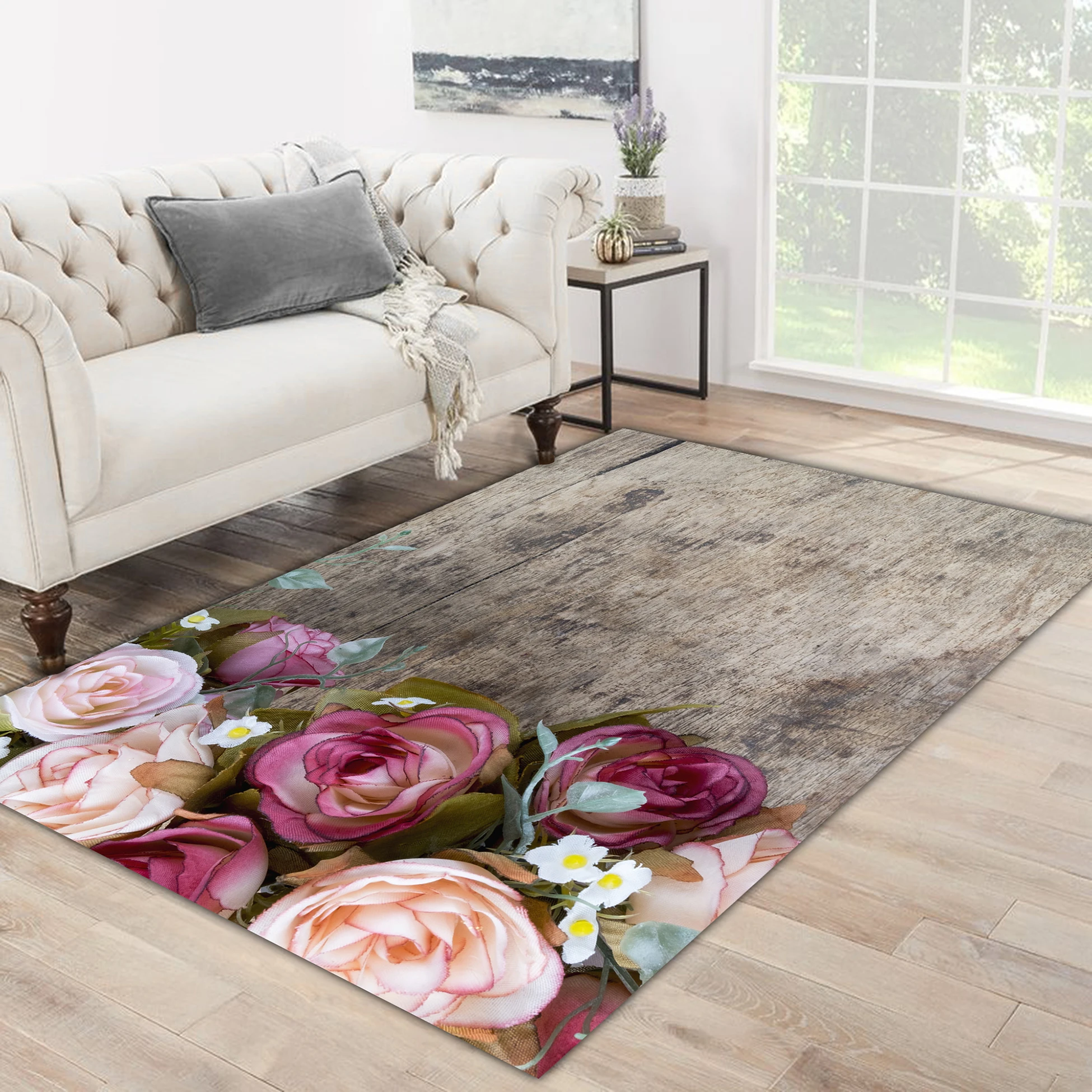 

Grey color carpet pink purple flower patterned carpet modern carpet living room carpet free shipping soft