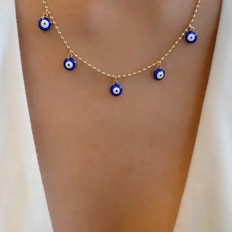 

Classic Simple Turkish Evil Eye Choker Necklace for Women Trendy Blue Lucky Eyes Clavicle Chain Necklaces Female Party Jewelry