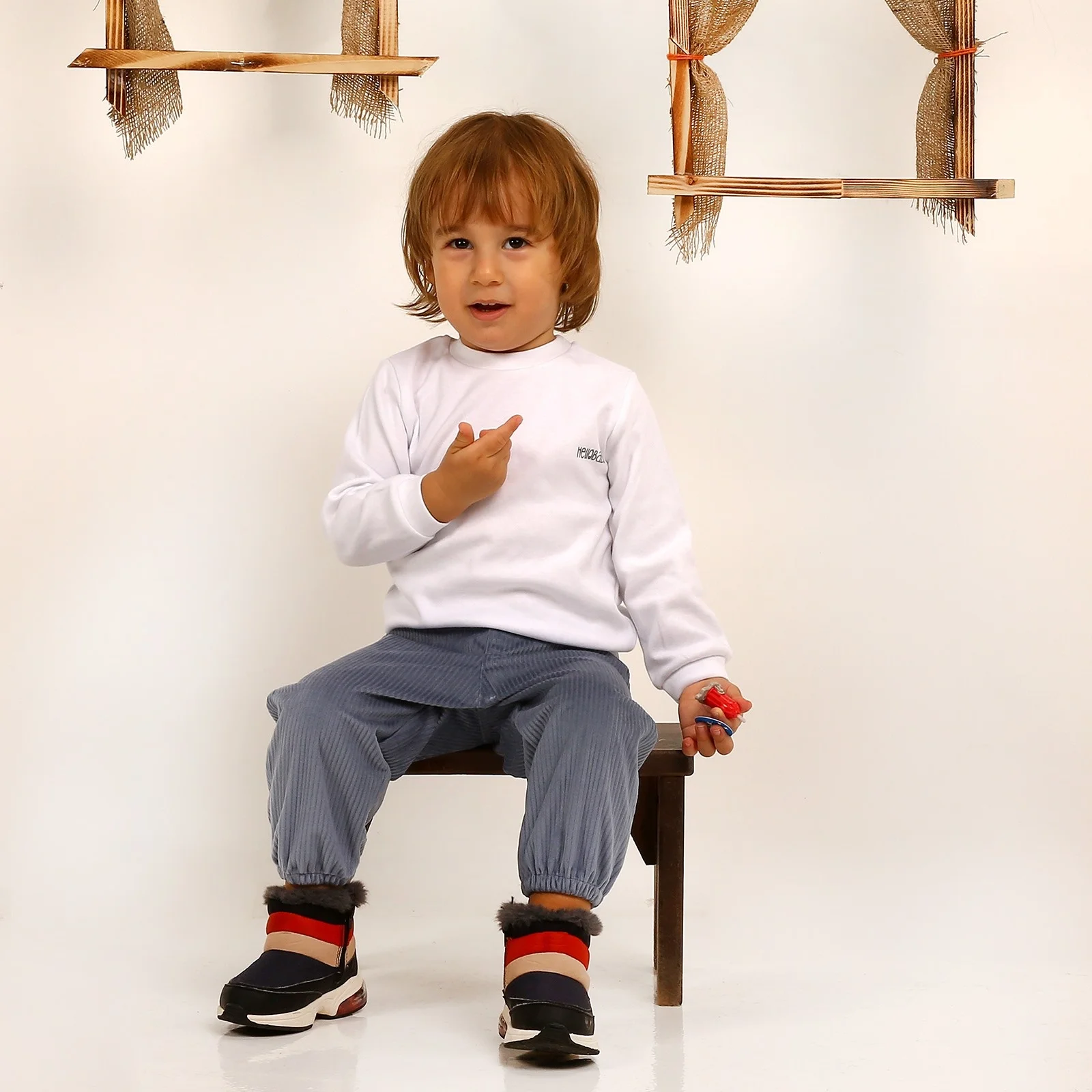 Ebebek HelloBaby зимние детские бархатные штаны |