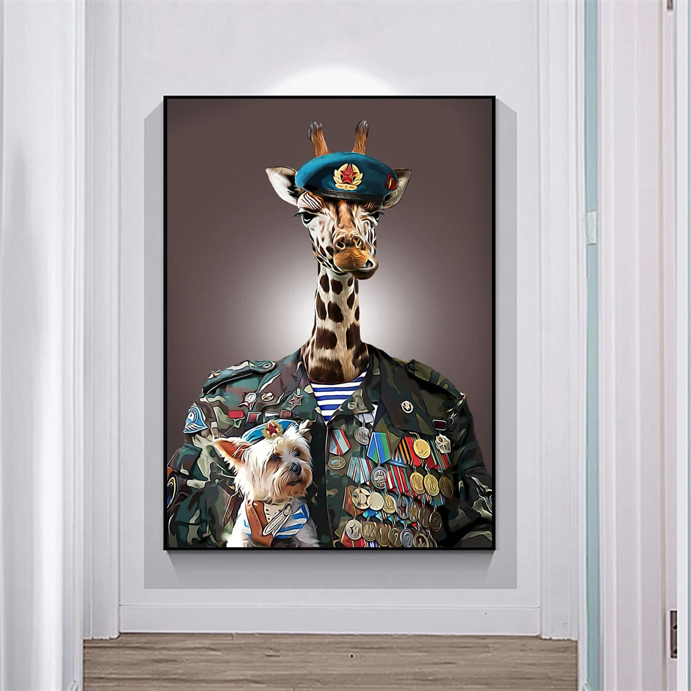 

Animal Colonel Giraffe Canvas Painting Poster Print Wall Art Picture Modern Home Decorate Suitable For Living Room And Bedroom