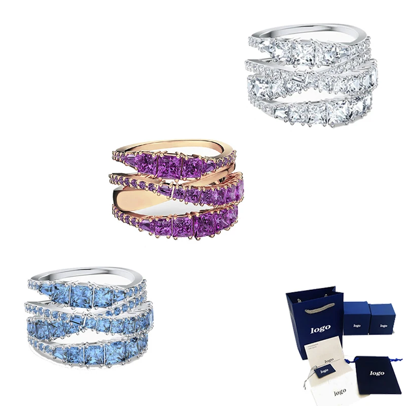 Высококачественное Благородное женское кольцо квадратное с драгоценным камнем