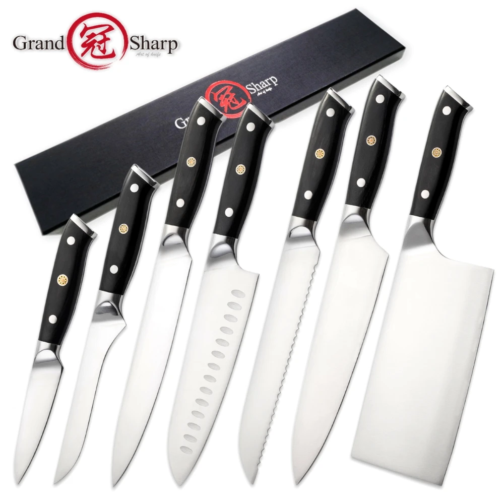Grandsharp Набор ножей для повара немецкие Стальные Кухонные ножи Santoku Boning Bread Paring Cleaver домашний декор подарок шеф-повара на Рождество
