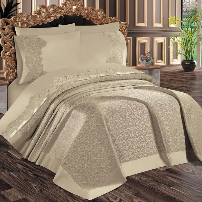 

Хлопчатобумажная ткань, специальное издание, новый сезон, однотонный комплект из 6 предметов, покрывало для двуспальной кровати, простыни для приданого, наволочки, покрывало