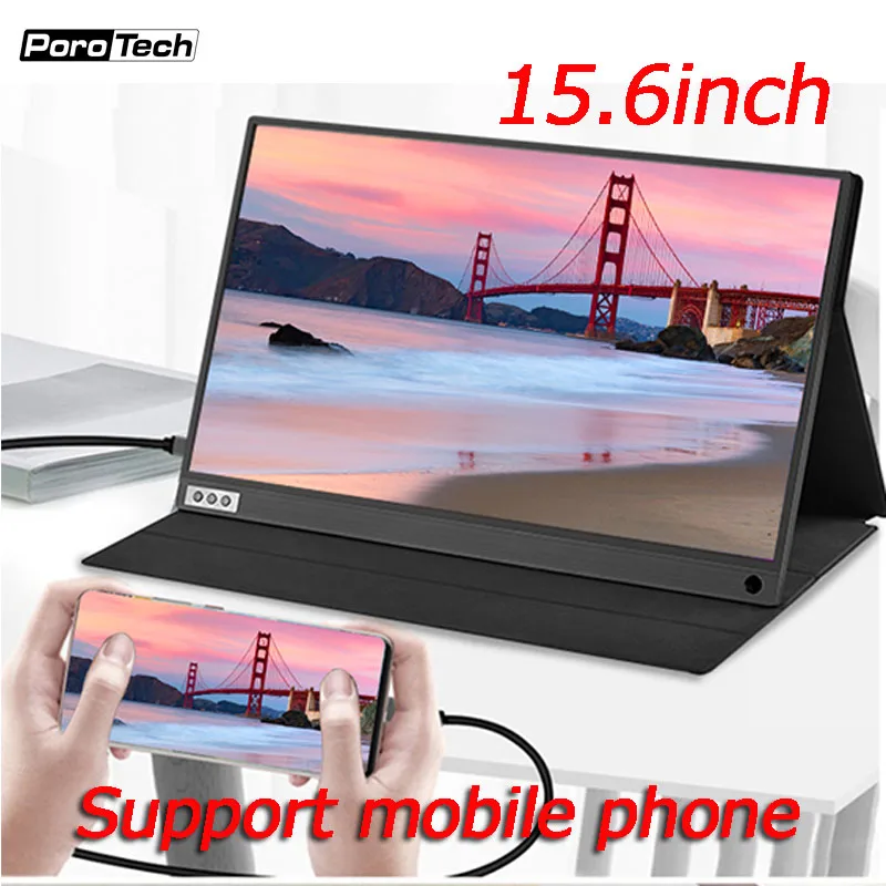 구매 P15A 15.6 USB C형 터치 스크린 휴대용 모니터, 엑스박스 화웨이 전화 게임 모니터 노트북 LCD 디스플레이