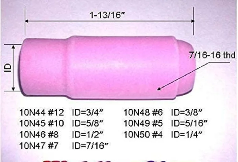 Сварочные горелки RIVERWELD 10N44 #12 3/4x1-13/16 (D19.5*47 мм) TIG глиноземные сопла керамический