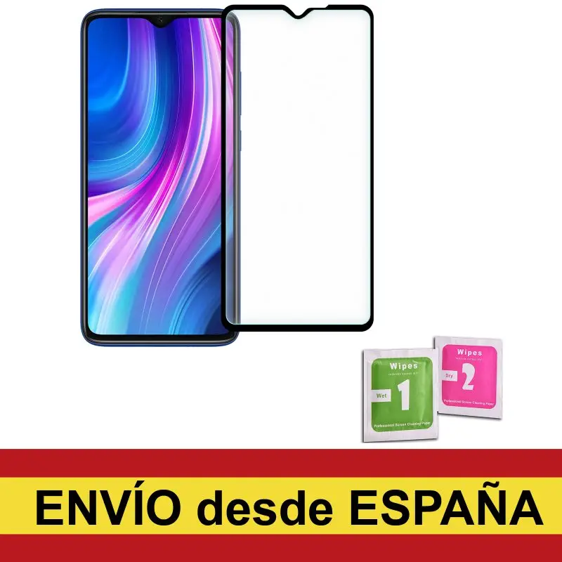 Закаленное стекло для защиты экрана XIAOMI REDMI NOTE 8 PRO черное переднее полноценное