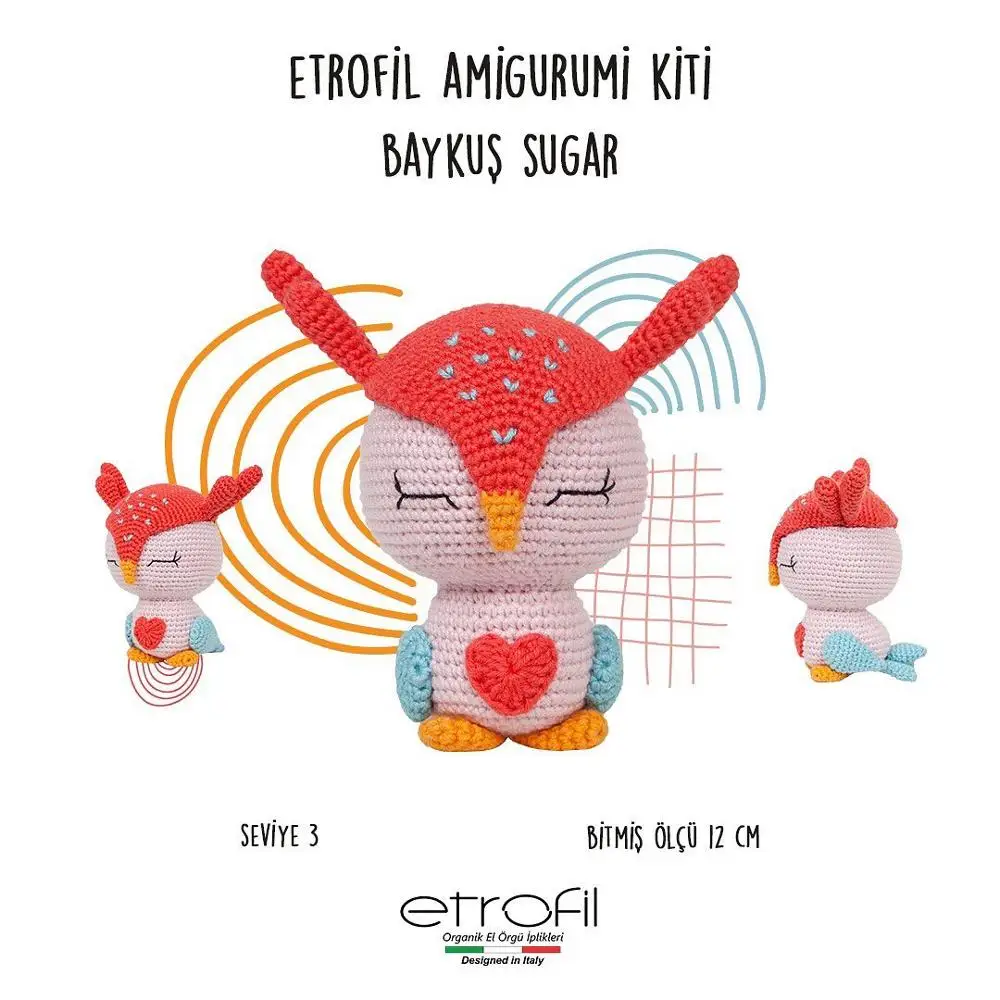 Owl Sugar Amigurumi Kit Etrofil Yarn Сова сахар Amigurumi набор Etrofil Пряжа мягкая кукла изготовление пряжа для вязания крючком животных игрушка материал посылка набор ручной работы