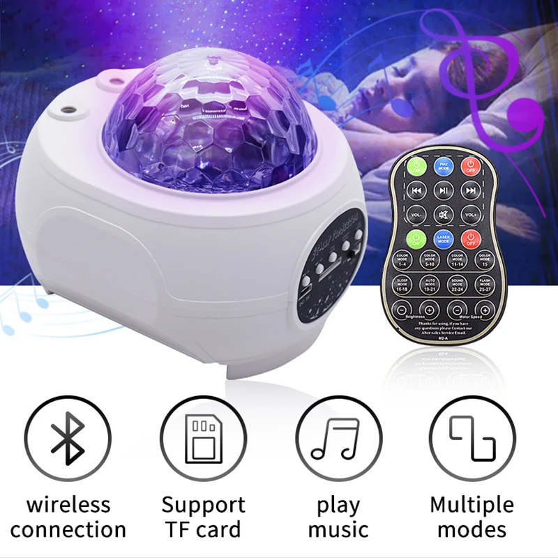 Светодиодный проектор звездного неба ночник с галактикой океанских волн музыка