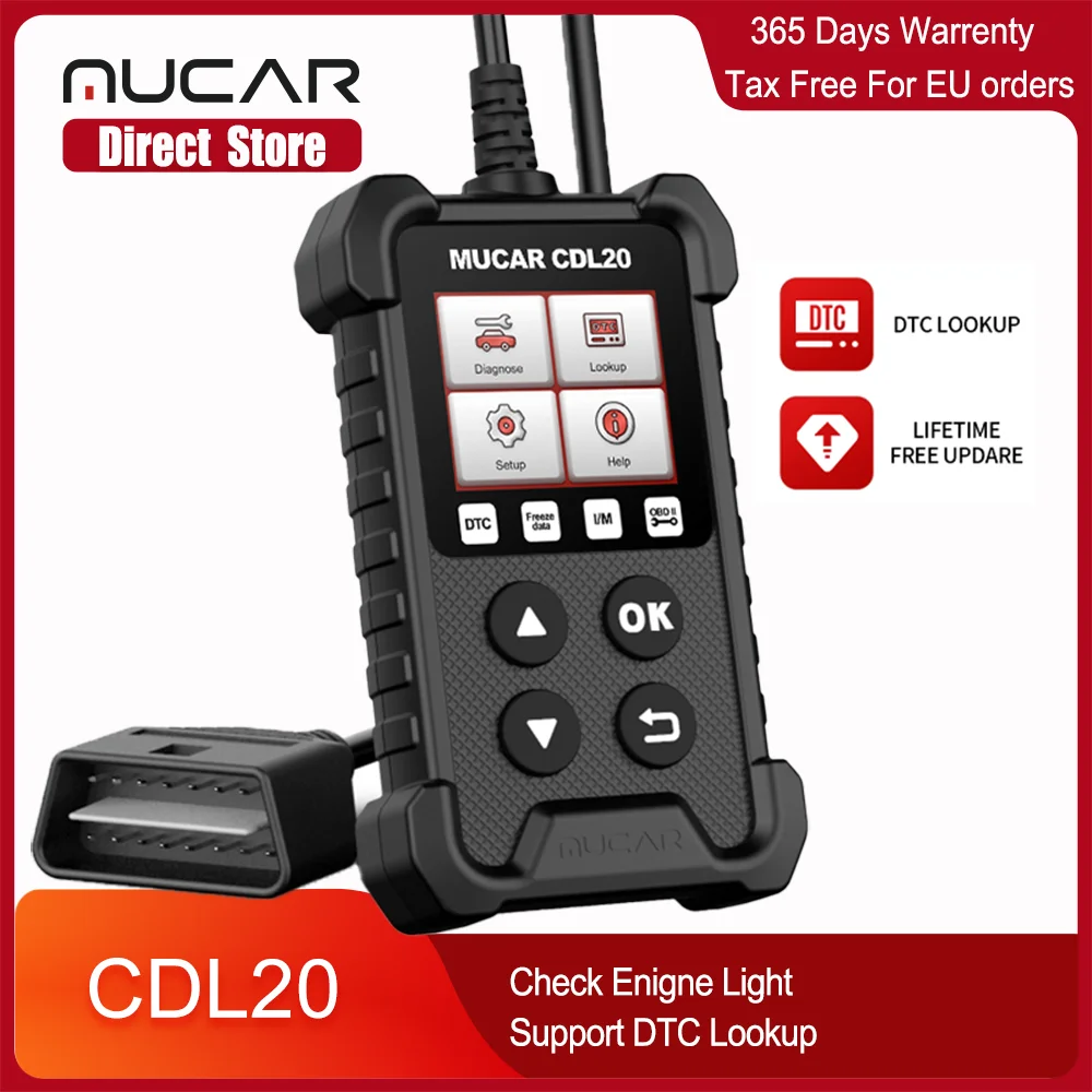 

Диагностический сканер MUCAR CDL20 Obd2, диагностический светильник бор для поиска двигателя, PK ELM327