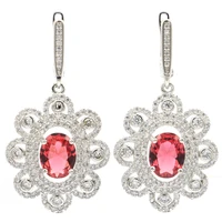 45x23mm big jewelry set 9 2g created pink raspberry rhodolite garnet cz for ladies daily wear dating silver pendant earrings