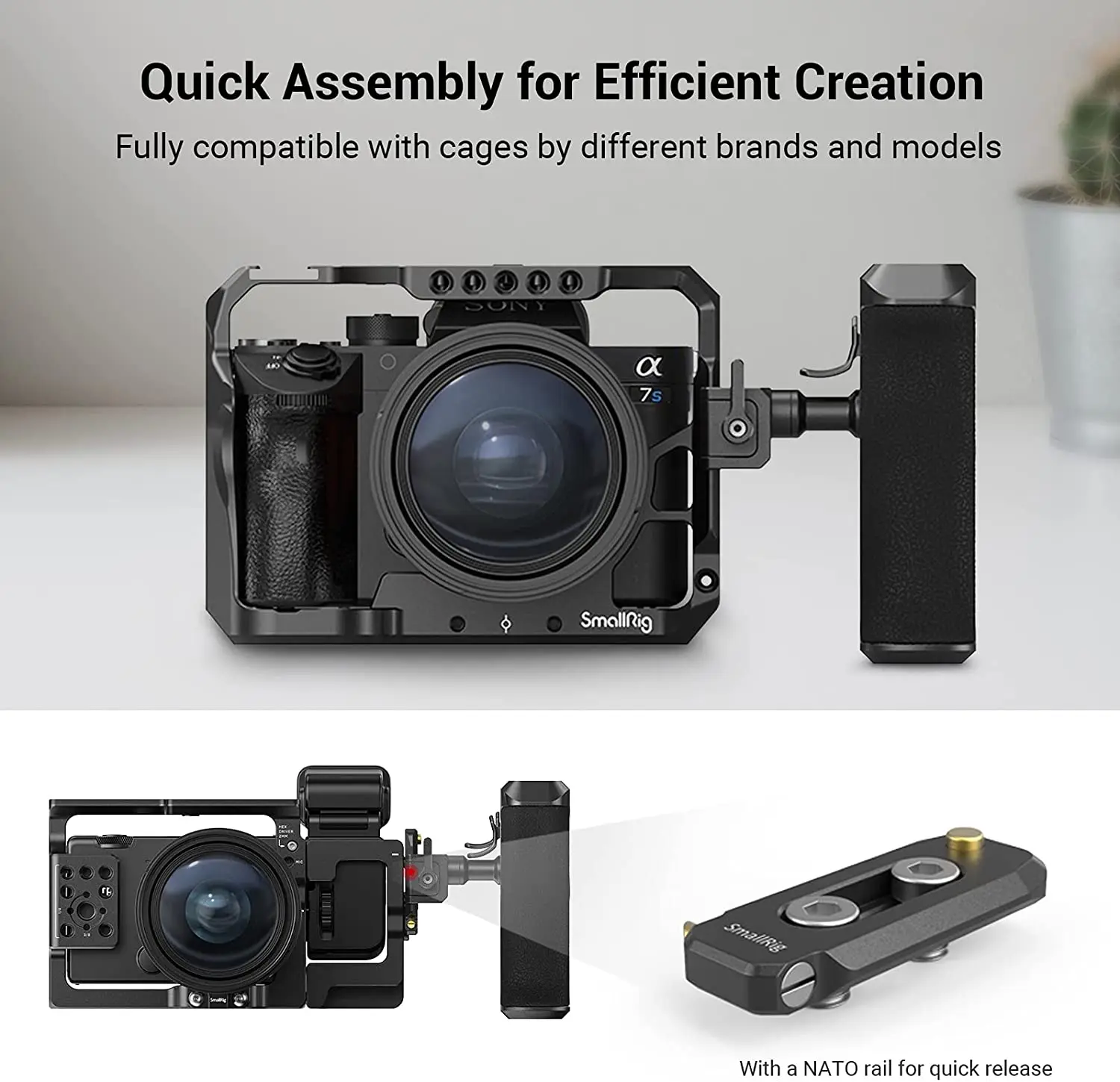 Cena SmallRig 360-stopniowy Obrotowy Uchwyt Kamery NATO Lewy Uchwyt Boczny Do Kamery Sony/Canon/Nikon Z Szyną NATO 3260