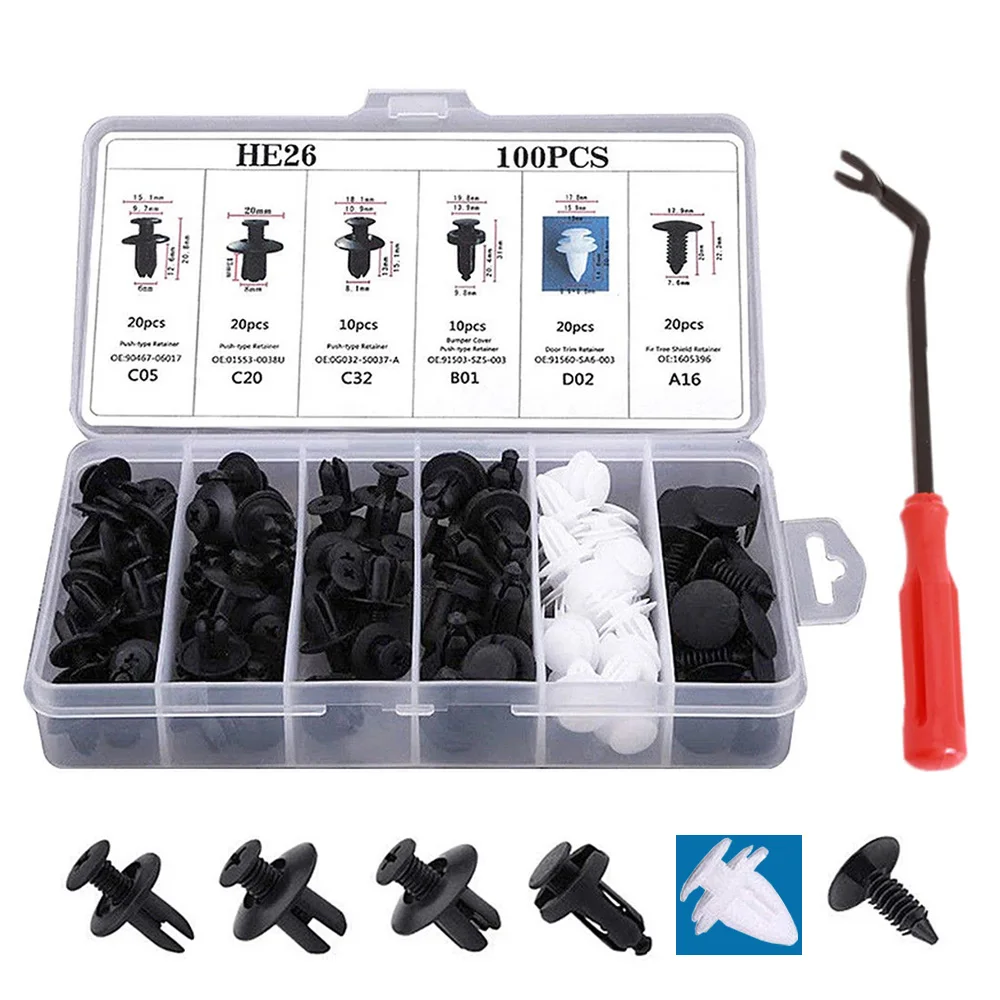 100 шт. 6 размеров автомобильный зажим смешанные автомобильные зажимы фиксатор