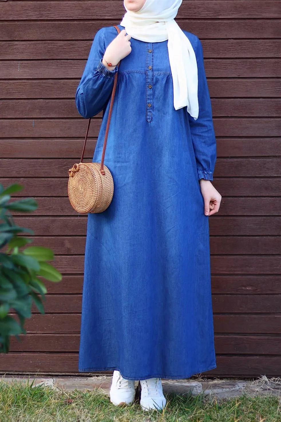 

Long Maxi Jeans Dress Women Dress Turkish Fashion Islamic Muslim Modern Clothing Turkey 2018