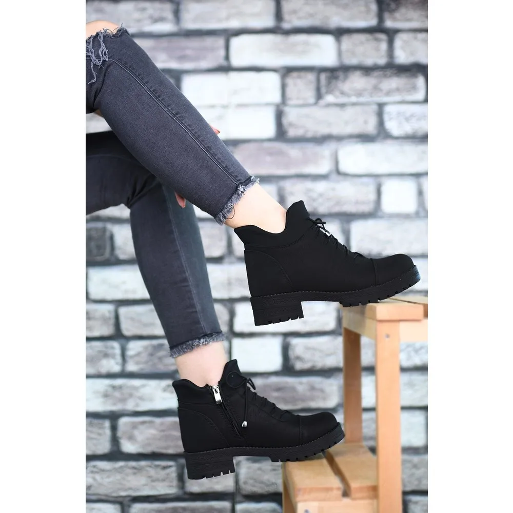 Fashion Platform Base Fragrance and Don 'T Perspire Bootie Suede Materıal Beige Layd Shoes Non-Slip Sole Round Toe With elastic Band And