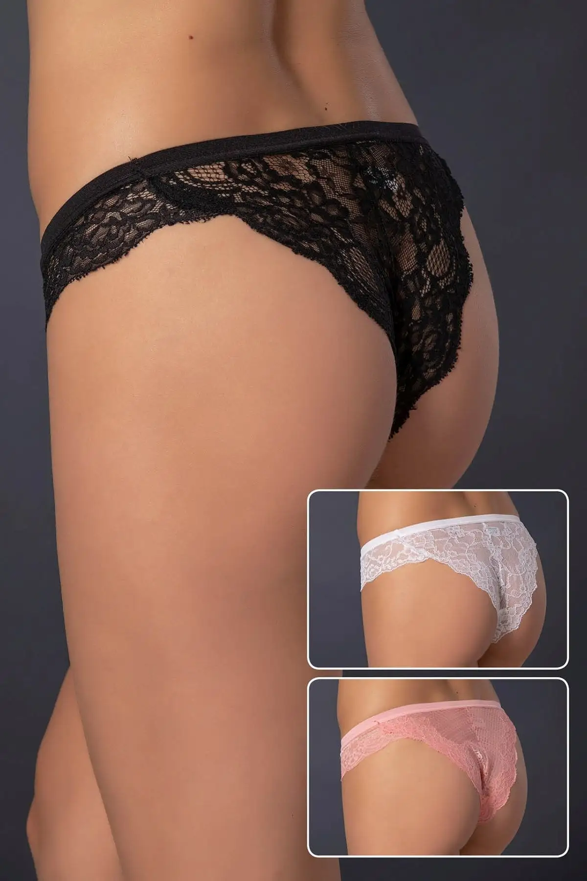 Черные жемчужные женские трусы из лайкры с рюшами |