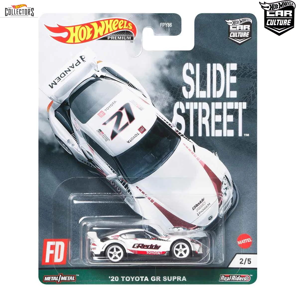 

Hot Wheels Car Culture 2021 Slide Street '20 Toyota GR Supra Metal Case Gift For Child Pandem Drift Series JDM Collectib Diecast