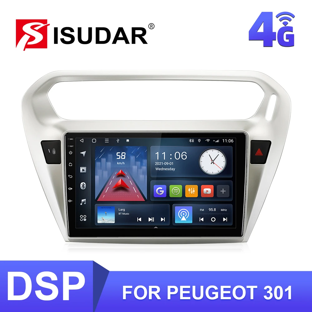 

Автомагнитола ISUDAR T68 Android 10 для Citroen/Elysee/Peugeot 301 2013 2014- GPS Автомобильная Мультимедийная оперативная память 6G камера Canbus 4G Net No 2Din