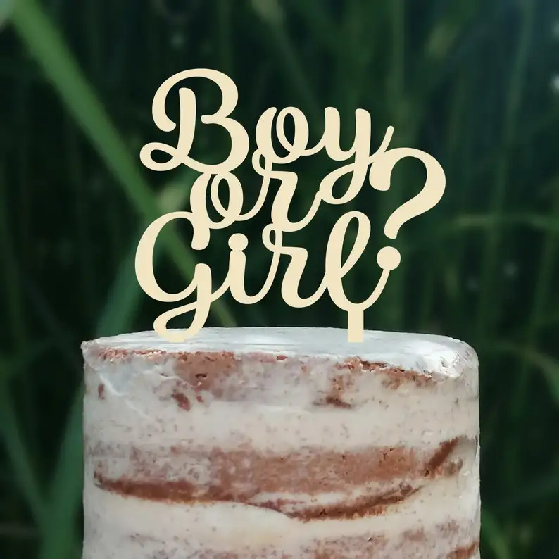 

Boy Or Girl Gender Reveal Cake Topper Wood /Acrylic Cake Topper Birthday Party Decoration Cake Decorating Gender Reveal