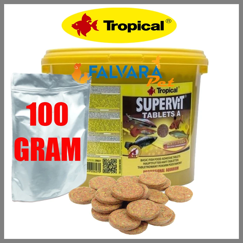 

100 Грамм Таблетированного Корма Для Рыб Tropical Supervit, Таблетированного Корма, Который Можно Использовать в Аквариумном Стекле для Всех Декорат...