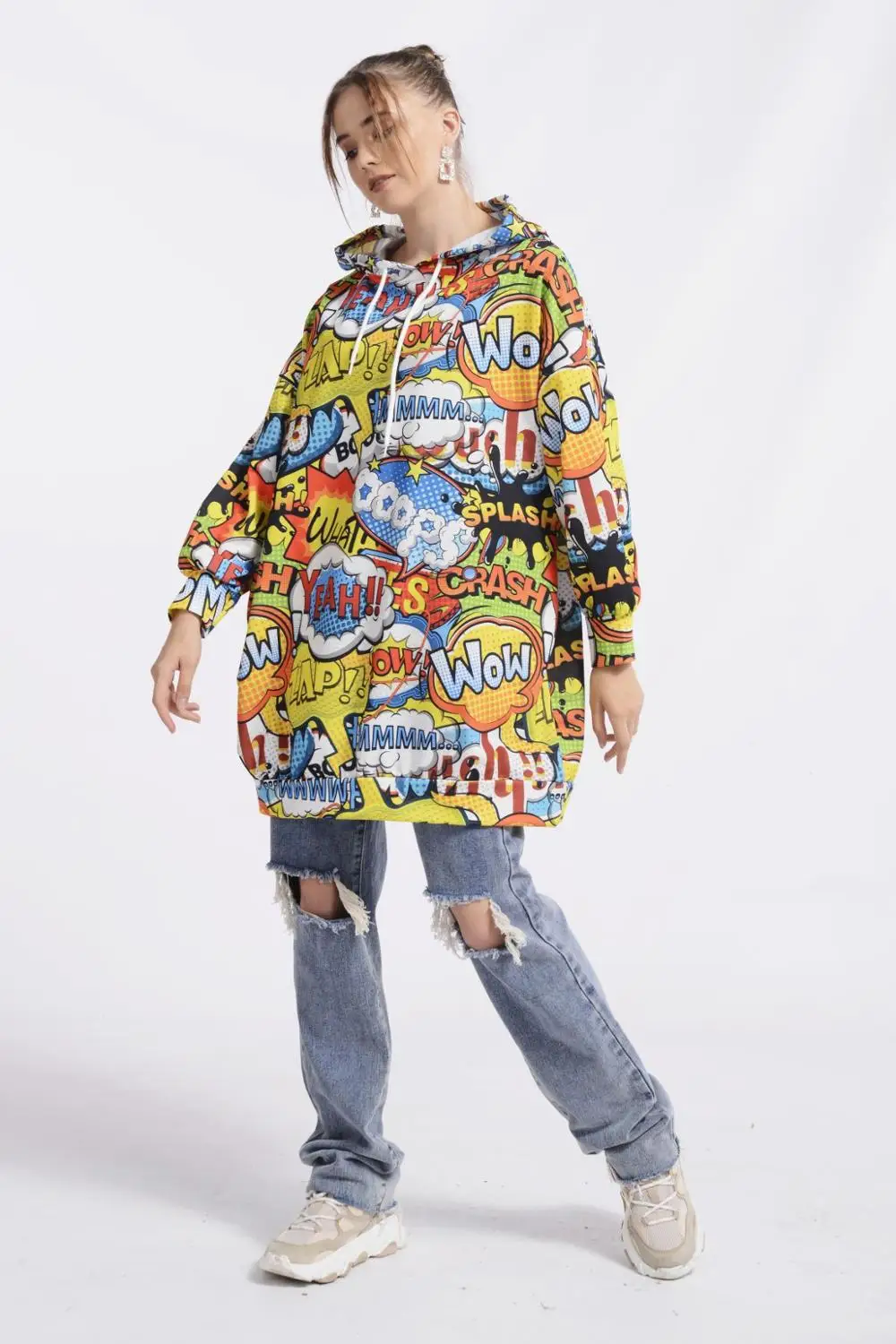 

Nefise Graffiti Design Multi Color Fashion 2020 Cool Design for Woman Girl Autumn Fall Winter Hoodies Sweatshirt