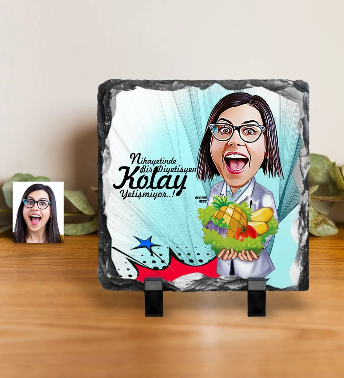 

Персонализированные Женские диетологи карикатура Декоративного Натурального Камня-1