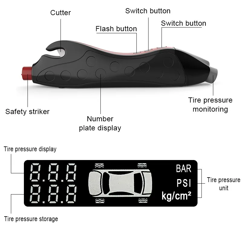 Инструмент для контроля давления в шинах автомобиля прибор с цифровым дисплеем