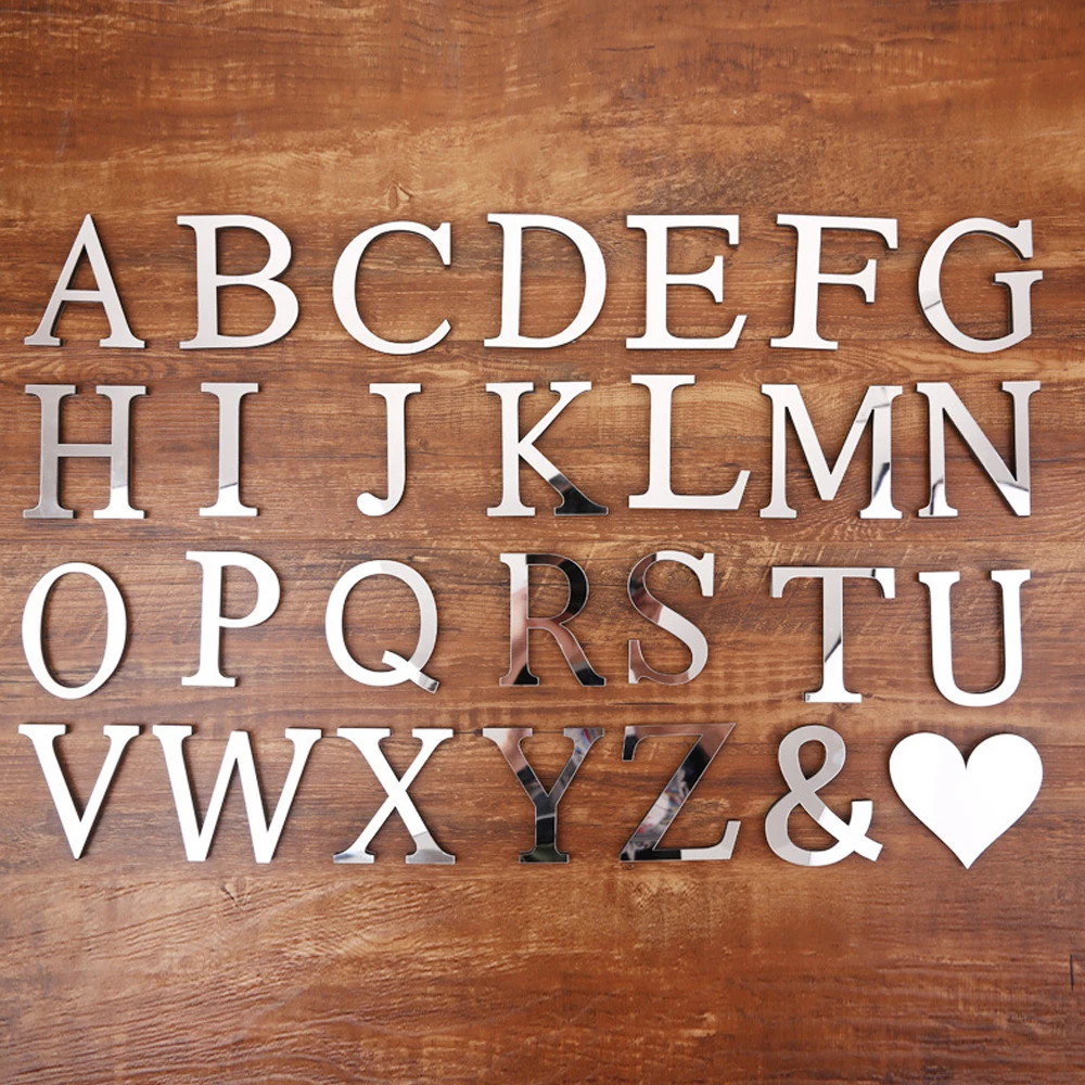 

10cm Acrylic 3D Mirror Letters Wall Stickers For Logo Name Alphabet Wedding Love Bedroom Letters English Number Wall Home Decor