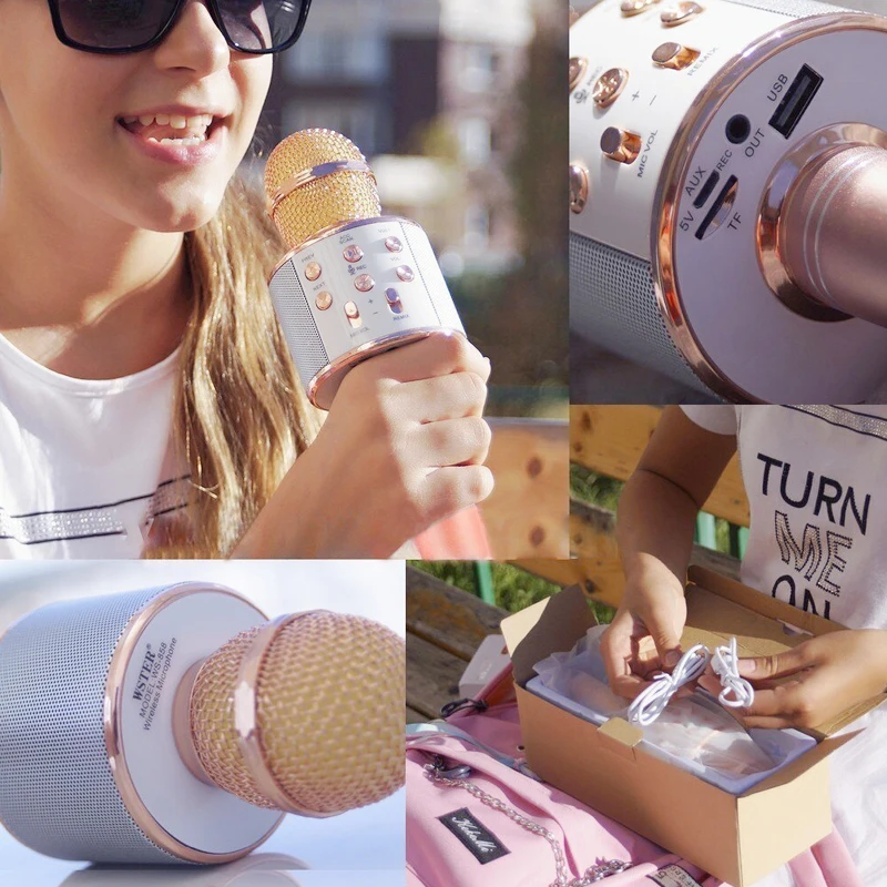 Portable Wireless karaoke microphone wster WS 858 Bluetooth original music with recording songs and voice change | Электроника