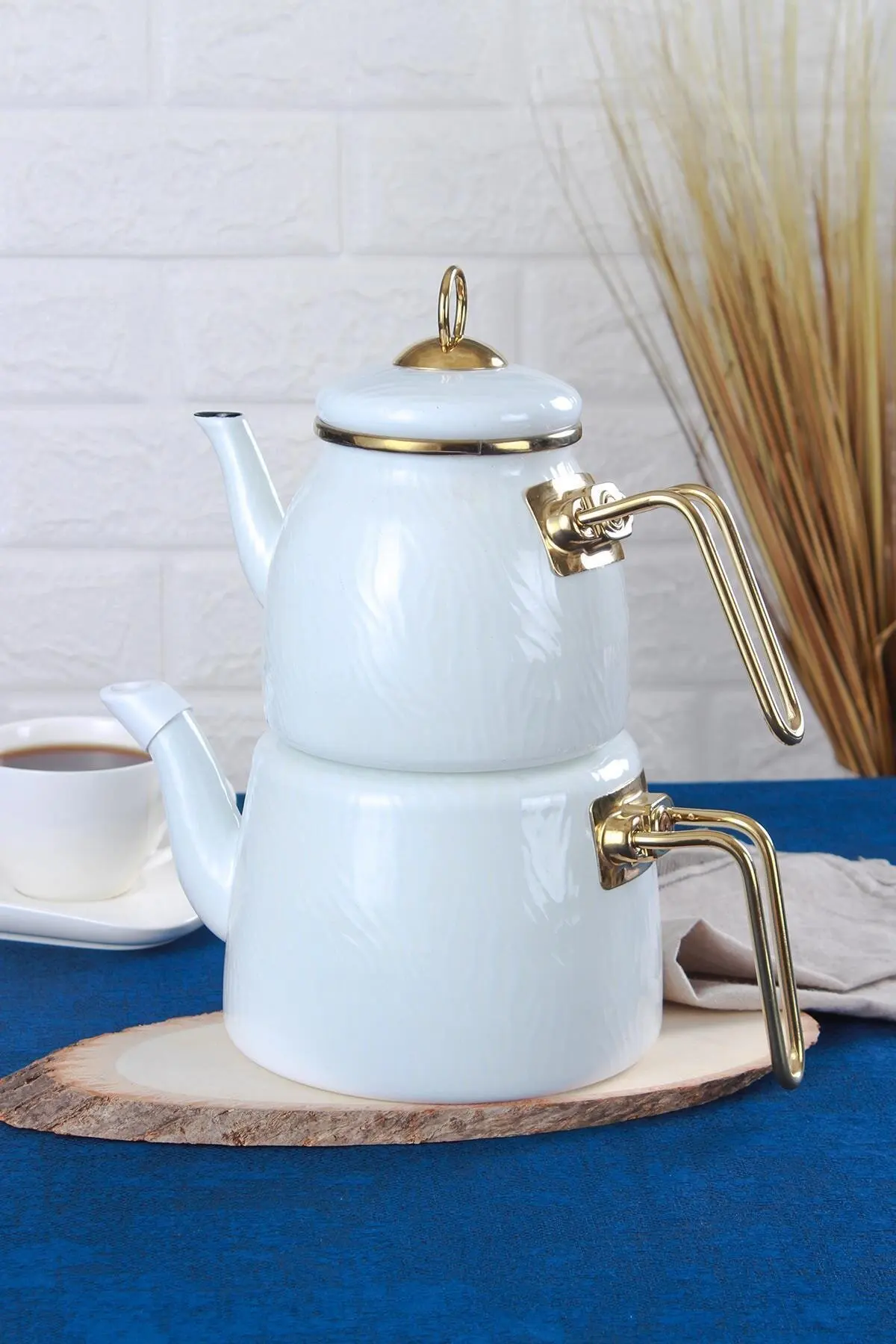 

Qualita Hüma Enamel Teapot Set Turkish Tea Brewing Set