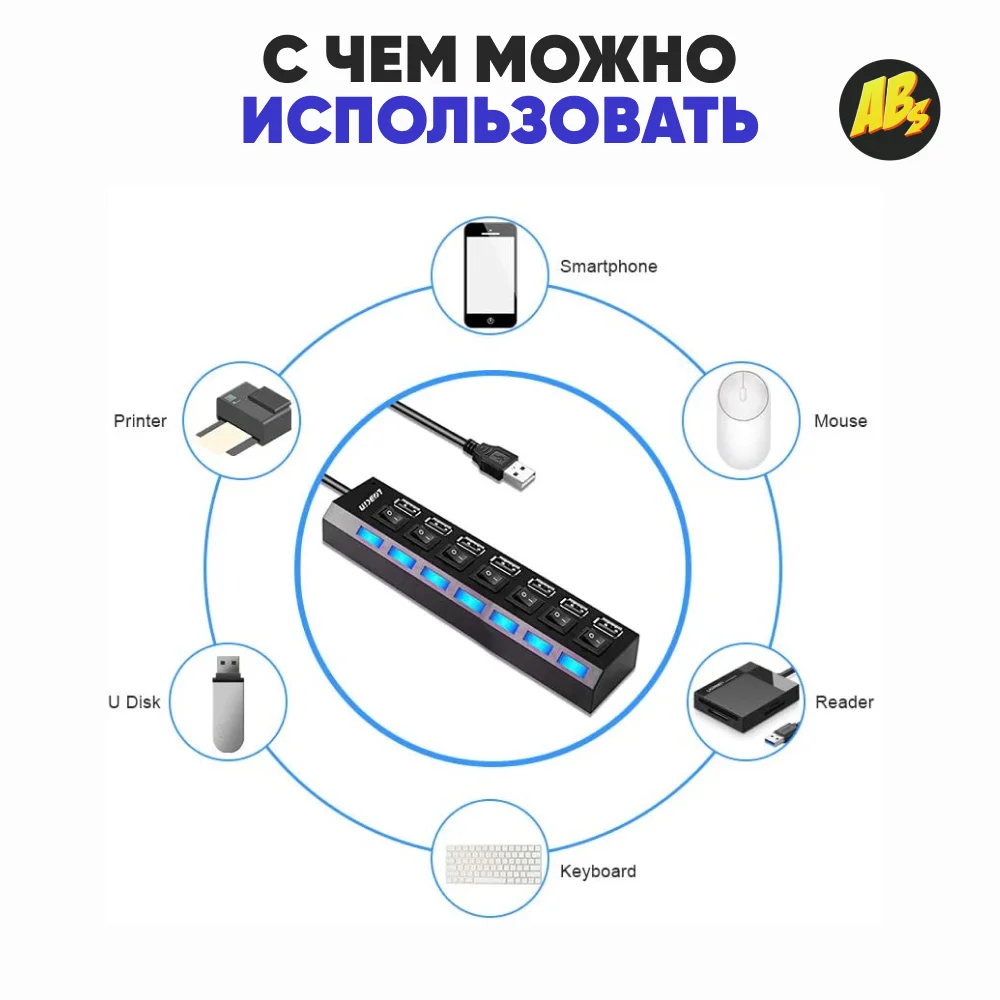 USB 2.0 Hub Multi Splitter Use Power Adapter 4/7 Port Multiple Expander with Switch for PC laptop accessories hub macbook High Speed Converter on/off