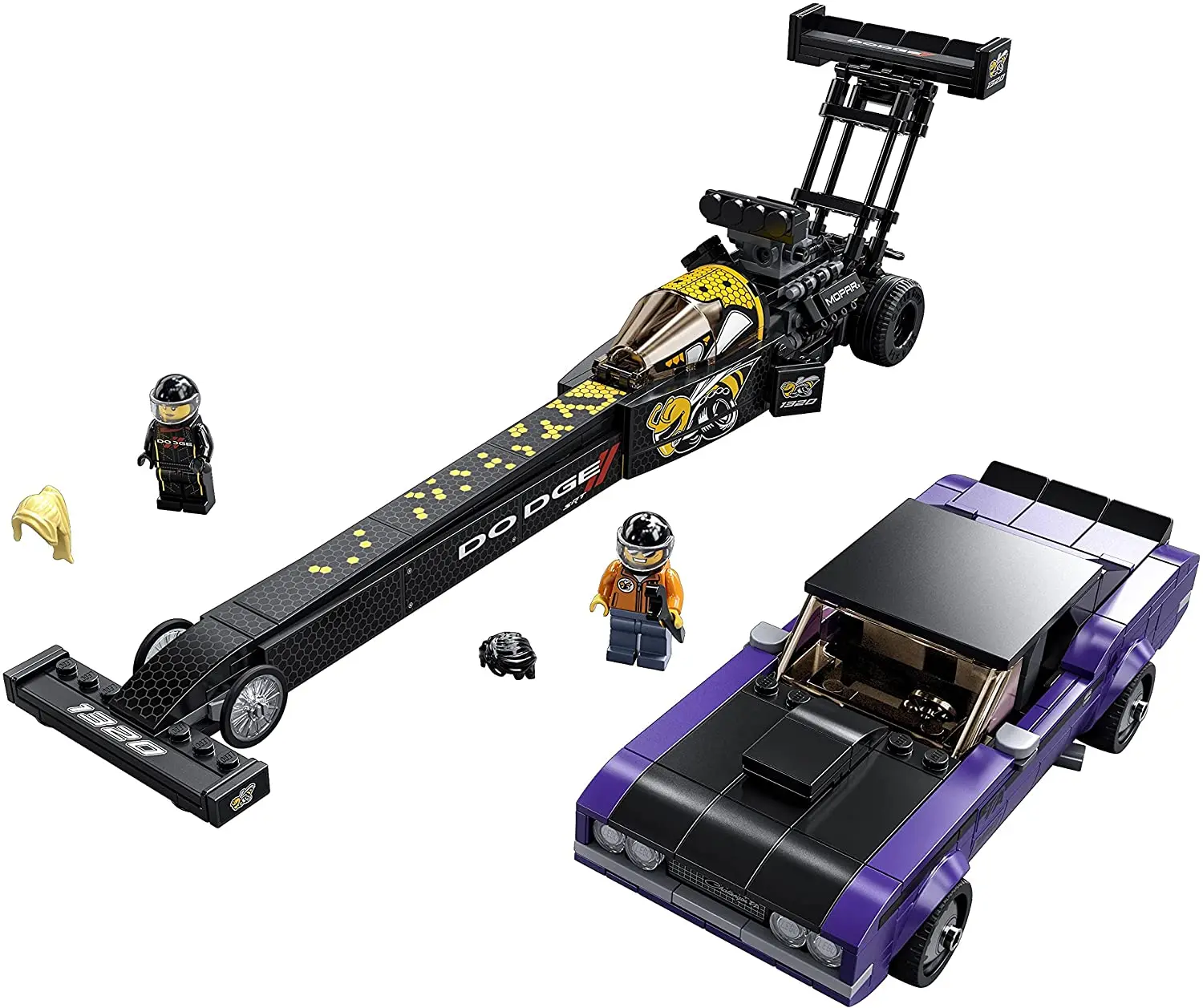 LEGO 76904 скоростные чемпионы Mopar Dodge // SRT Top топливный драгестер и 1970 Challenger T/A