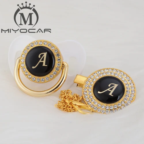 LA-2 6-18M MIYOCAR золото серебро имя инициалы письмо красивый bling соска и соска клип BPA бесплатно пустышка bling уникальный дизайн LAS-8/9 - Цвет: LA-2 6-18M